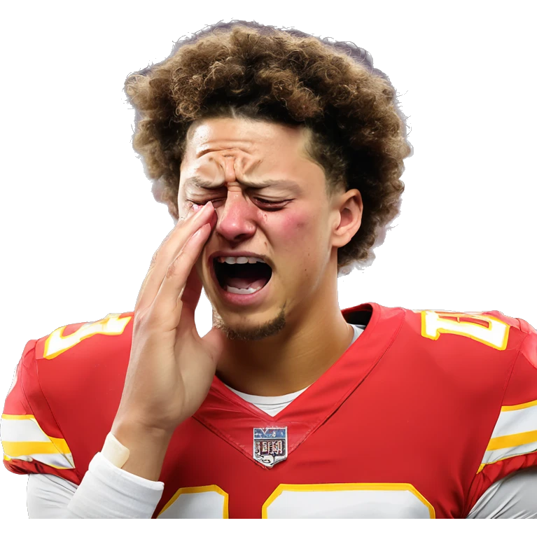 Patrick Mahomes crying to a ref emoji
