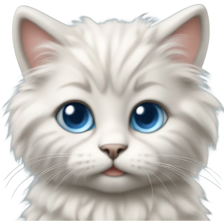 cream & grey colored fluffy baby cat with big blue eyes emoji