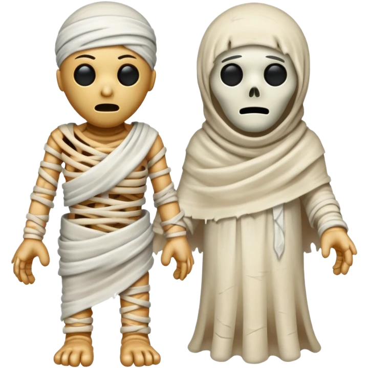 Creepy mummy with scary ghost emoji