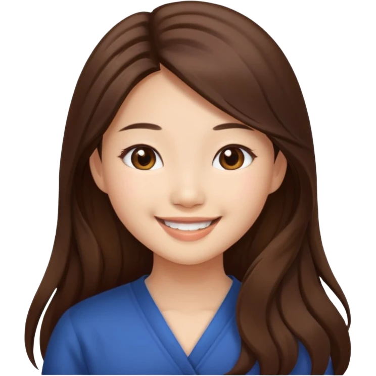brown long hair, Asian girl, beauty emoji