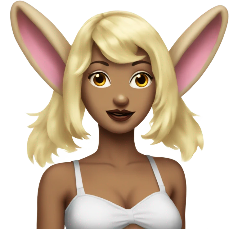 Creepy Blonde Go-go dancer light face Enid Sinclair wearing big floppy bunny ears  emoji