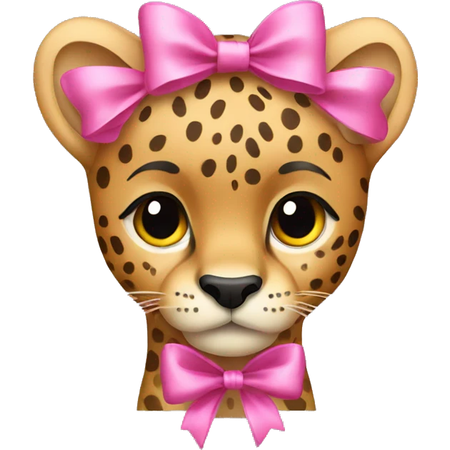 cheetah with a pink bow  emoji