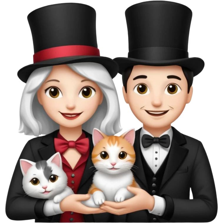 magician couple and their pet cat emoji