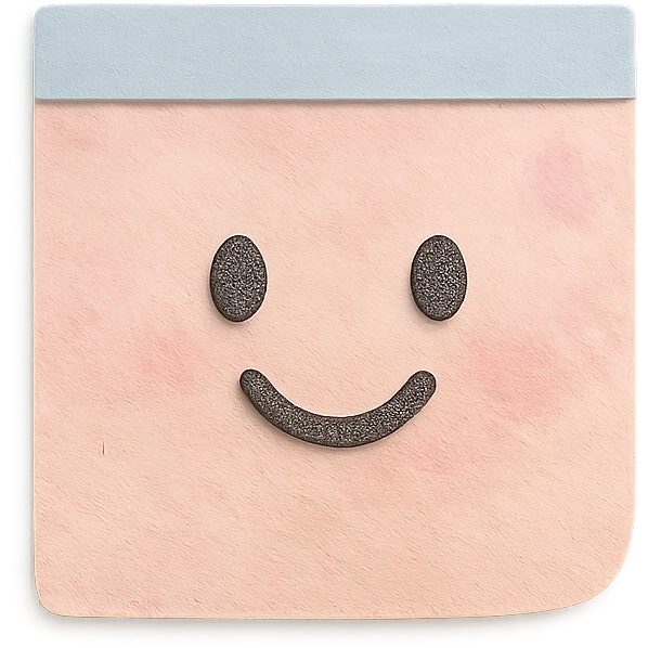 soft pastel cozy memo paper sheet with soft watercolor texture, with a smiling face accent emoji
