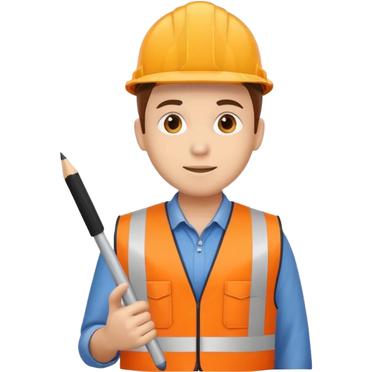 worker wearing orange west holding a ruler emoji