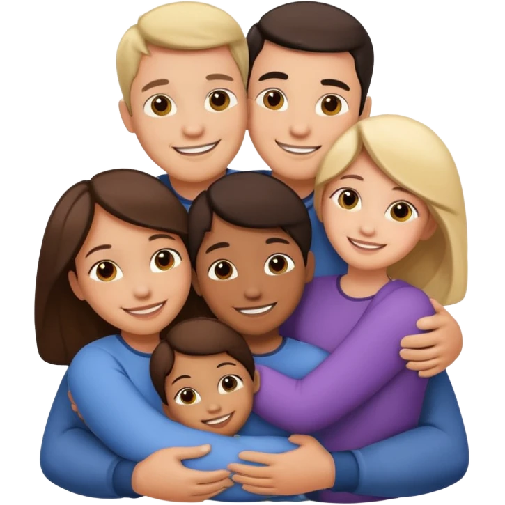 family of 5 hugging each other emoji