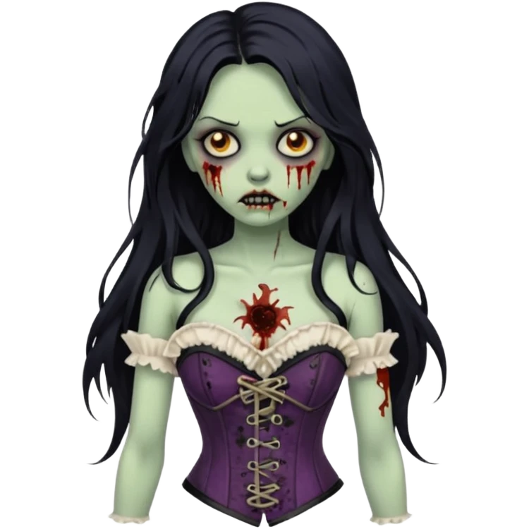zombie girl, long black hair and corset emoji