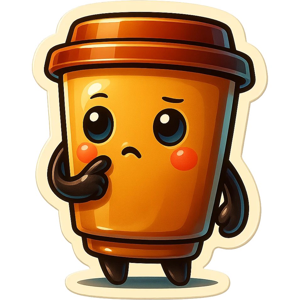 Tall coffee cup, pondering, thinking emoji