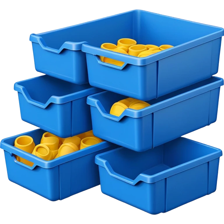 stackable plastic parts bin blue emoji