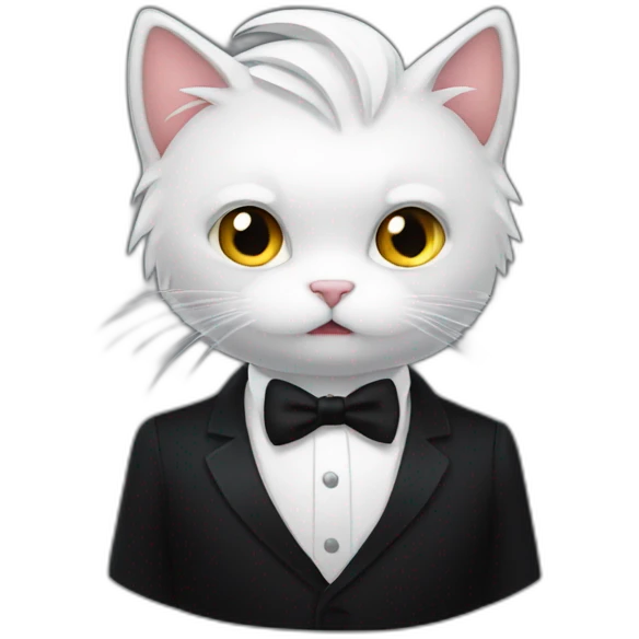 cat horror black tie white hair emoji