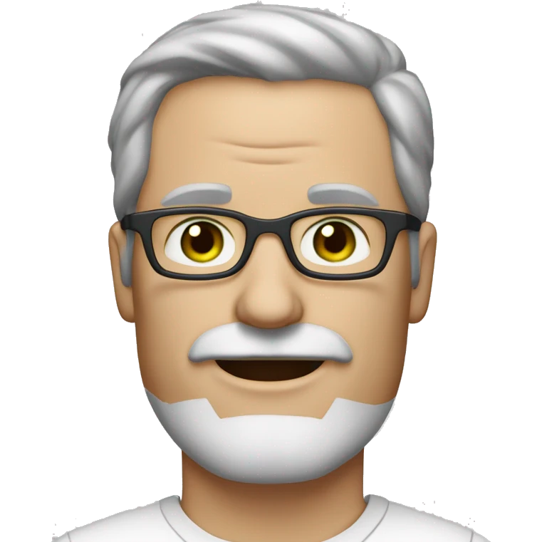 forty-year-old white man, brown-green eyes, short dark hair with graying, a mustache and beard only on the chin, fashionable glasses and an earring in the left ear emoji