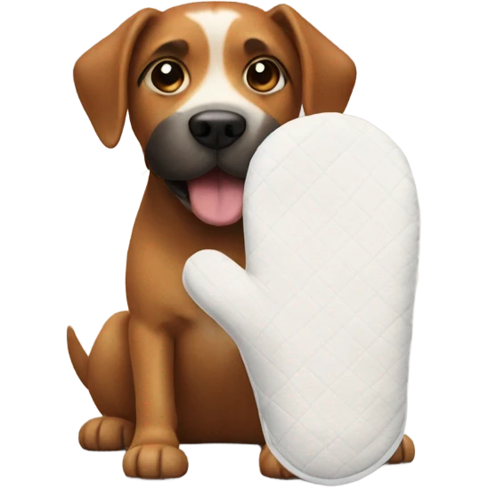 Dog with oven mitt emoji