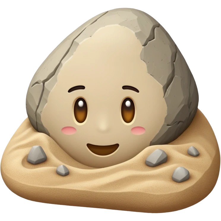 generate realistic detailed stone in 3d style with sand  emoji