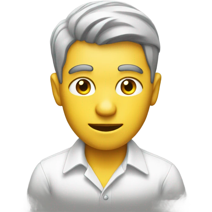 yellow skin man typing on keyboard wearing white button down shirt front view emoji