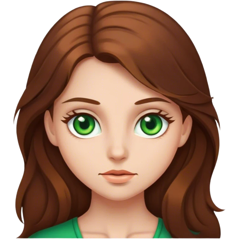 A girl with long brown hair and green eyes  emoji