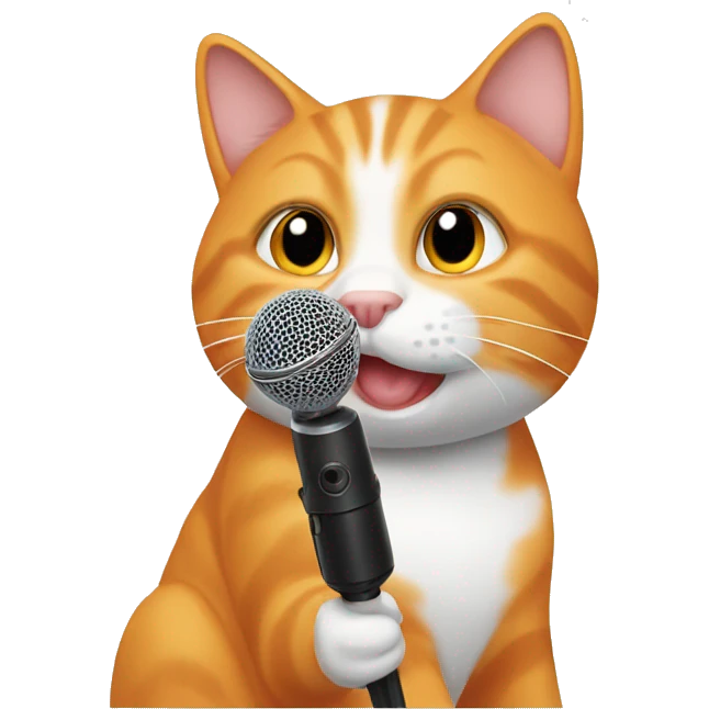 Orange and white cat holding microphone  emoji