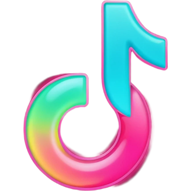 tiktok logo but neon colors and glow with transparent background emoji