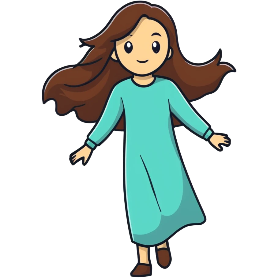 Long brown hair emoji