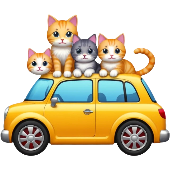 Car with cats as wheels emoji