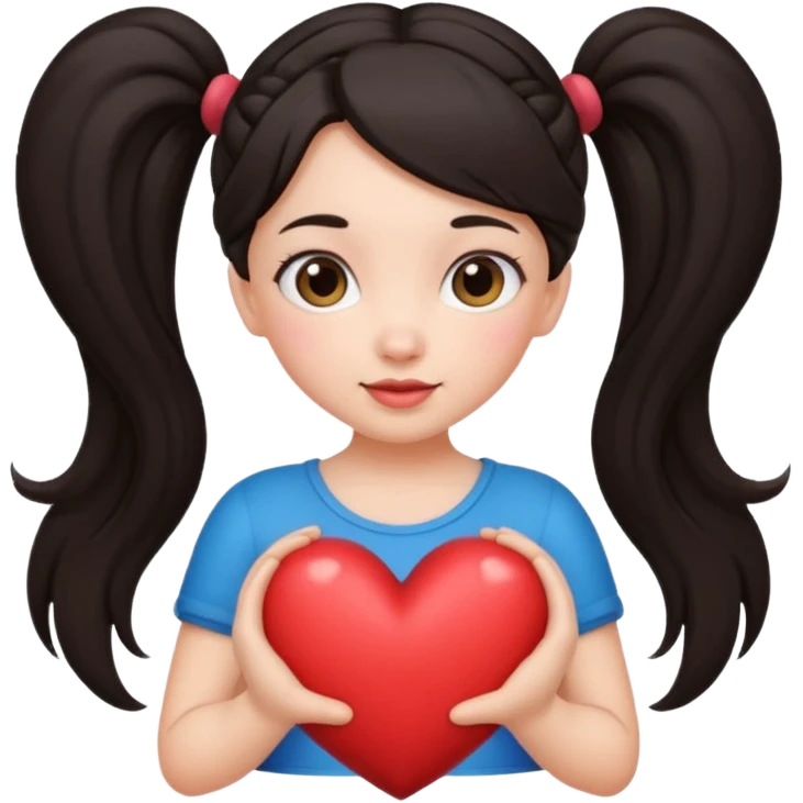 Her hair is in pigtails and her pubic hair is shaped like a heart.  She has wide hips emoji