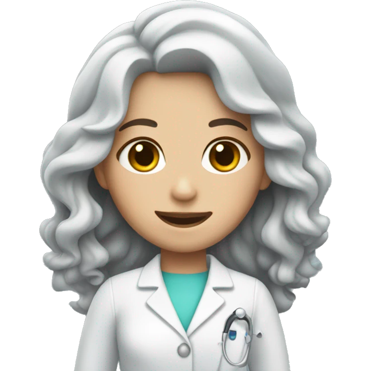 White girl dentist with long curly dark hair  emoji