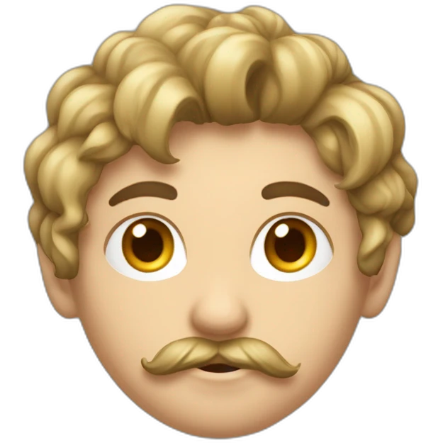 Un adolescent avec un léger bouc, et une légère moustache, avec les cheveux un peu court et qui tombe en avant. Tout ses poils sont chatin foncé emoji