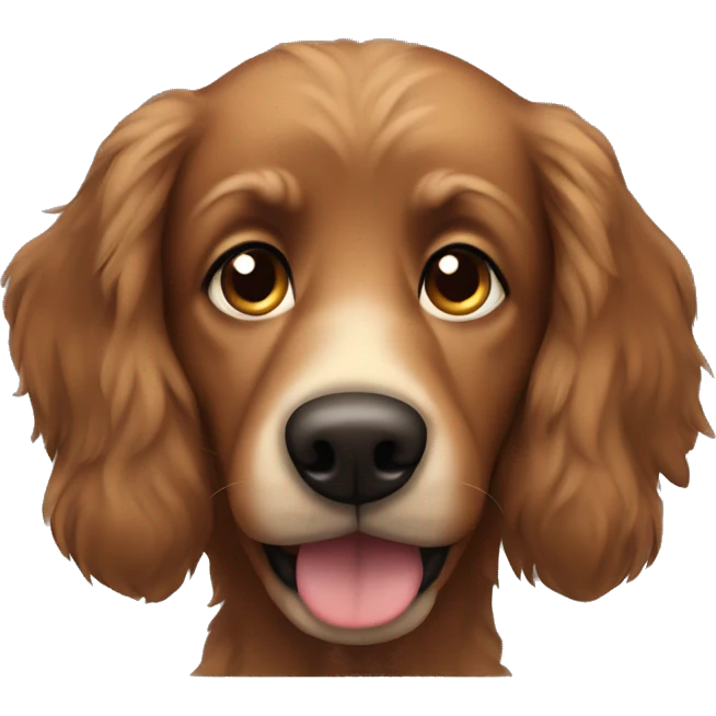 Brown dog  with black long fluffy ears  emoji