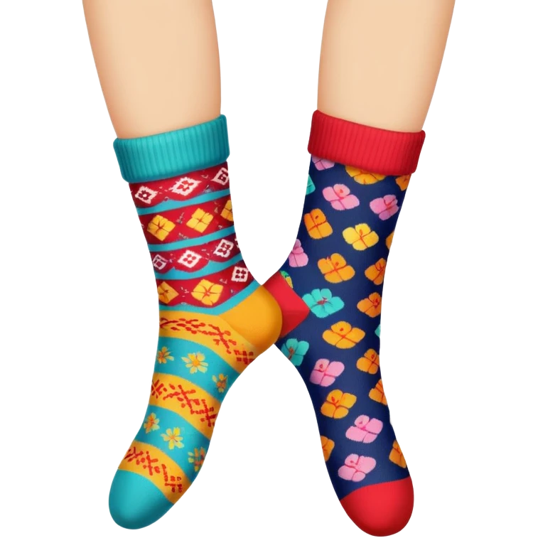 feet wearing colorful socks emoji