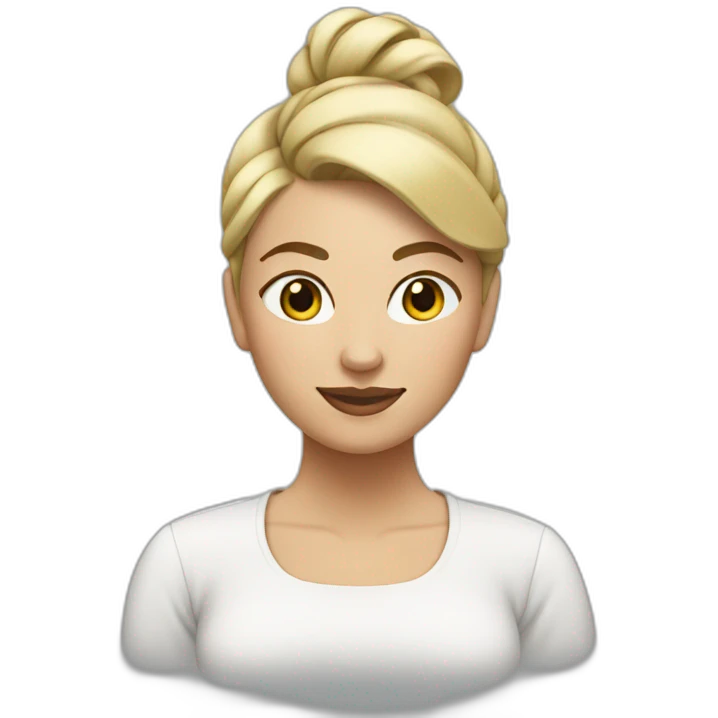 women white with blonde hair tied up in a bun emoji