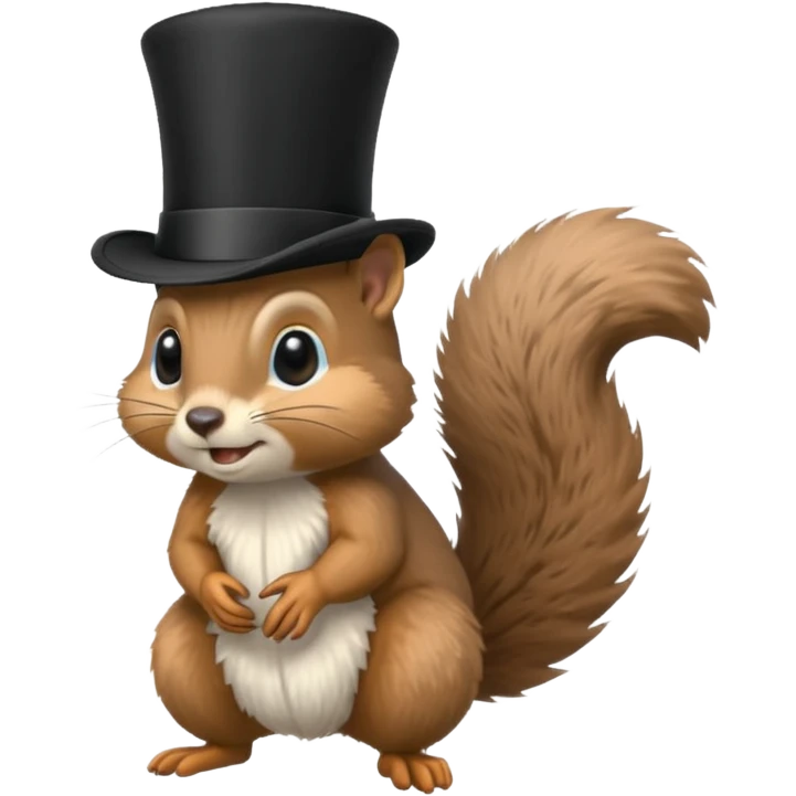 Squirrel (All of its fur gray colored), with a completely black tophat emoji