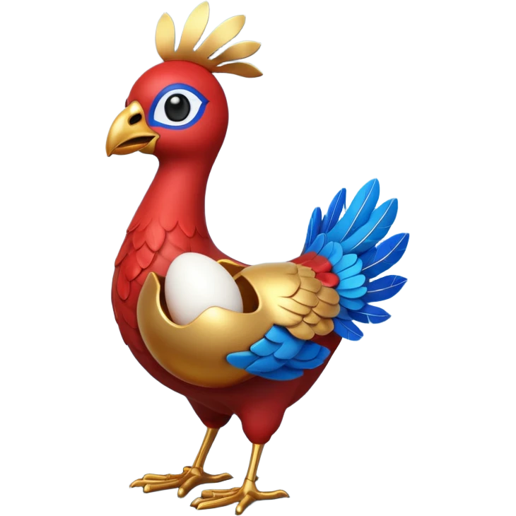 A 3D cartoon Sankofa bird with its head turned backward holding an egg in its beak, symbolizing learning from the past, vibrant colors, smooth lighting, Memoji-style rendering. emoji