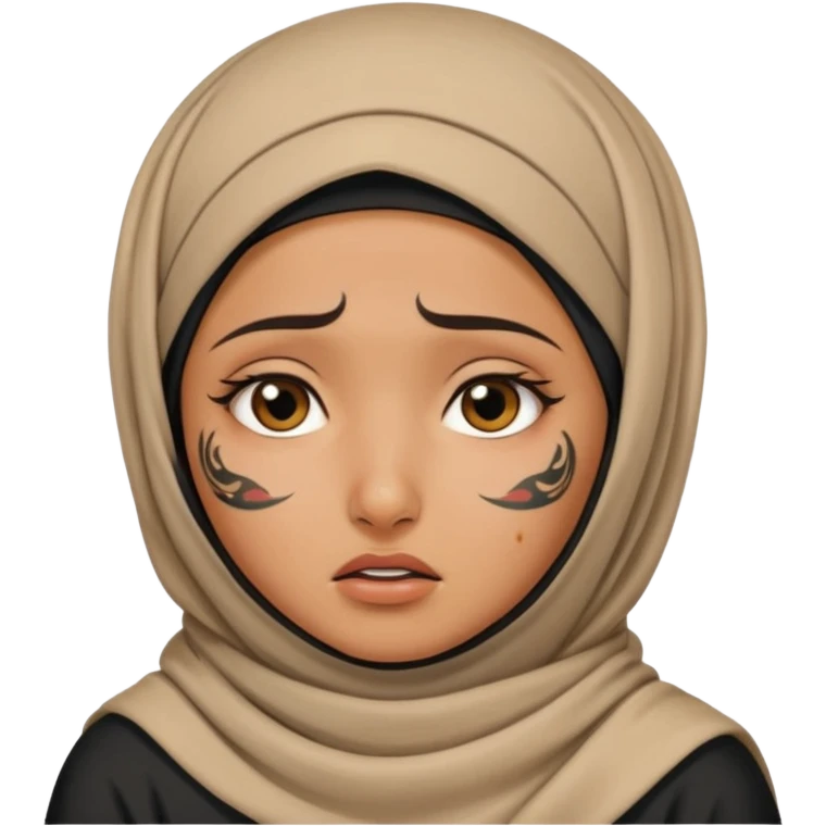 arab hijab ancient cry girl with tatooed emoji