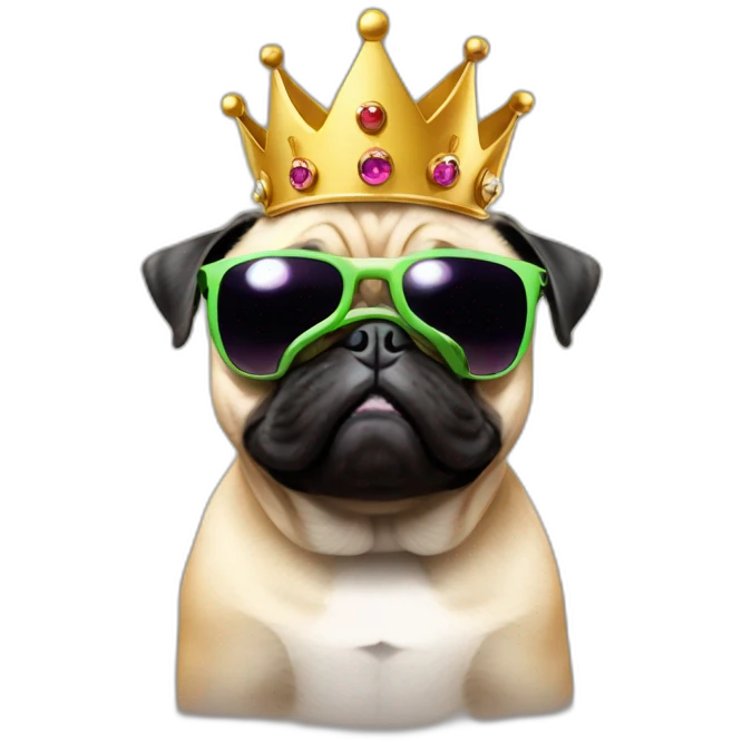Pug fitness body with sunglass and crown emoji