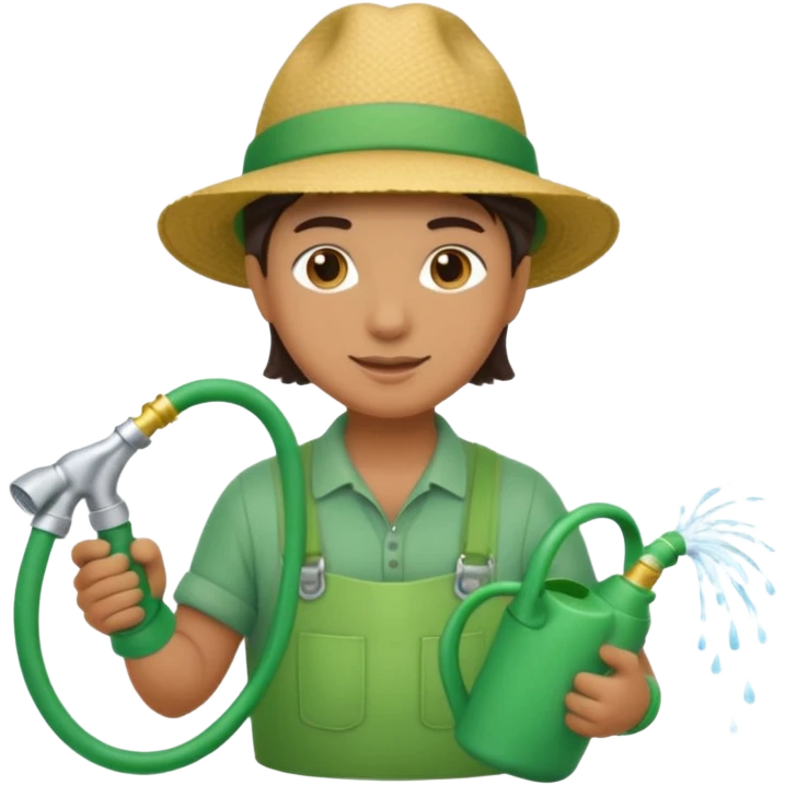 gardener watering with a hose emoji