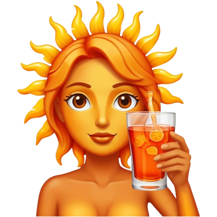 The sun drinking aperol  emoji