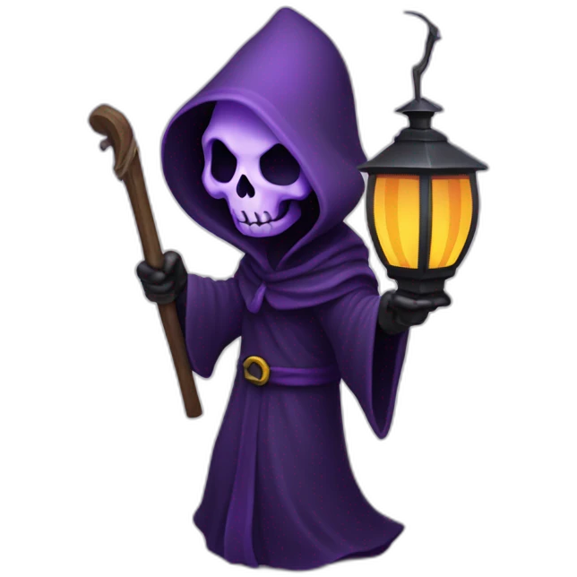 Purple grim reaper holding a lantern emoji