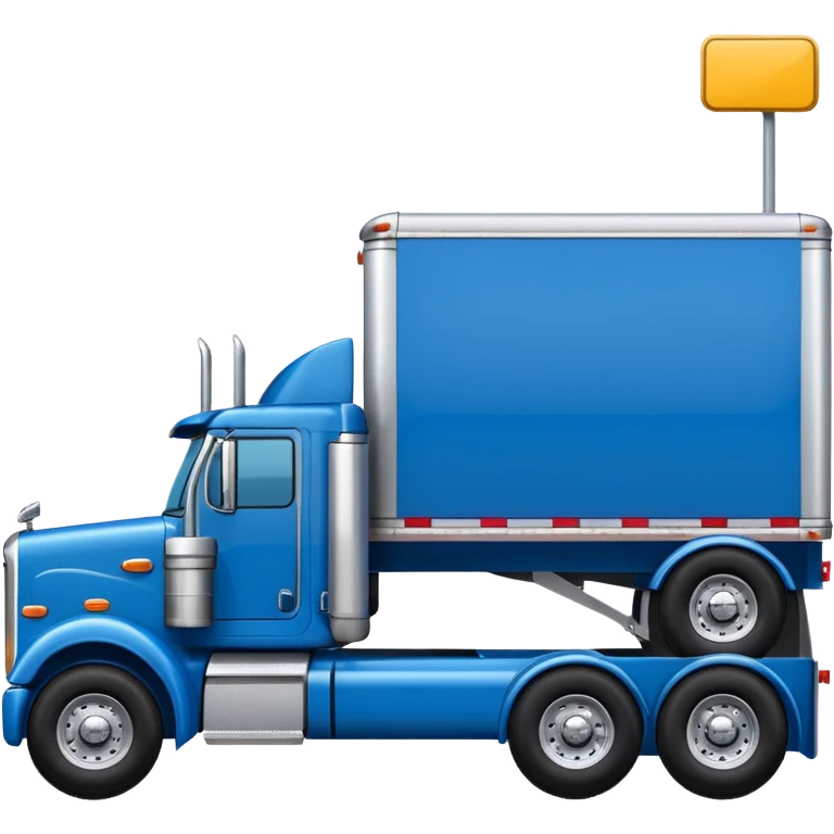 blue Peterbilt truck hauling a trailer, side view, emoji style emoji