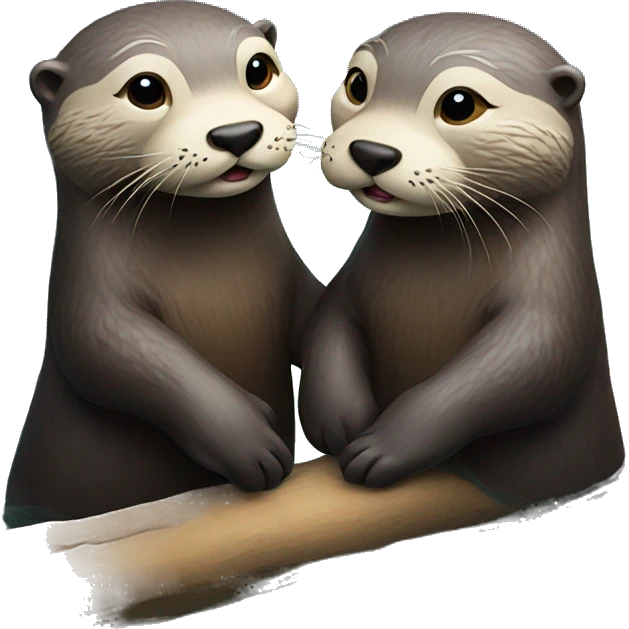 2 otters floating in the river holding hands emoji