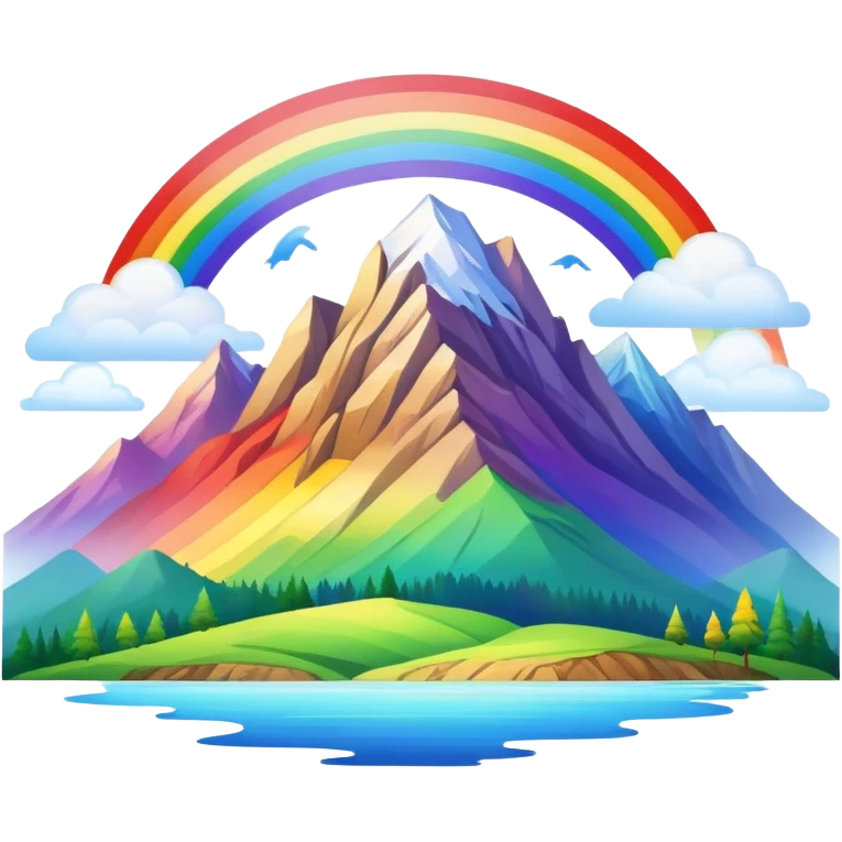 Rainbow over a mountain scene square  emoji