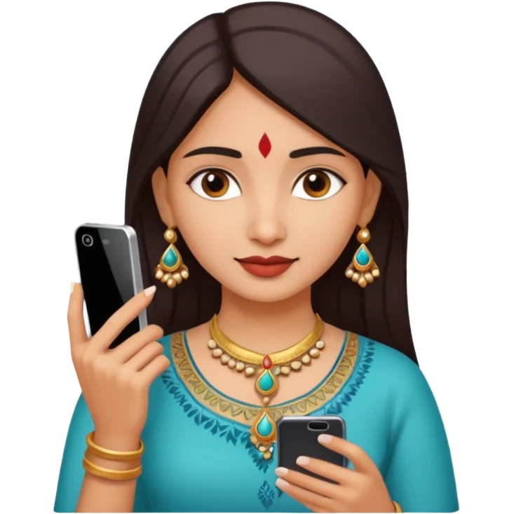 Fair Indian woman with phone in her hand emoji