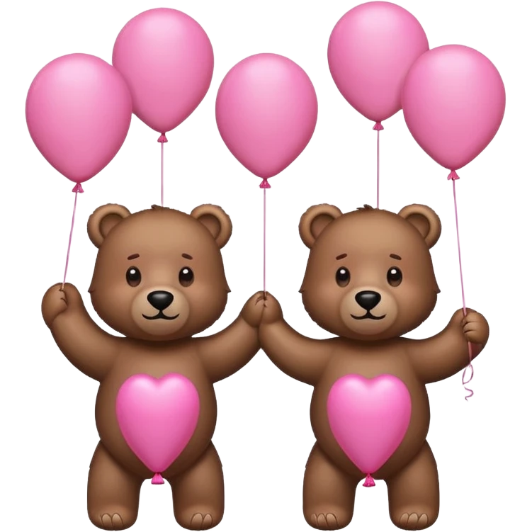 brown bears with pink balloons  emoji