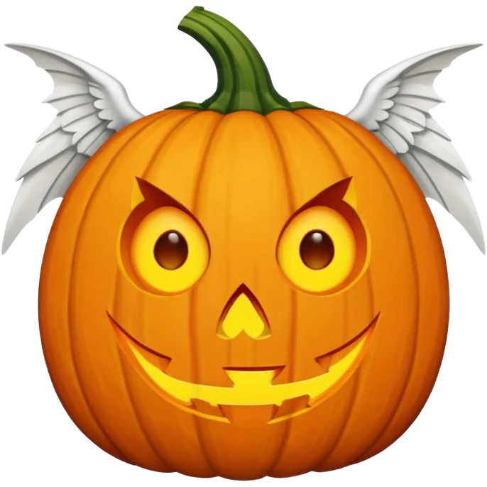 jack-o'-lantern with white wings and mystery symbols in the eyes. emoji