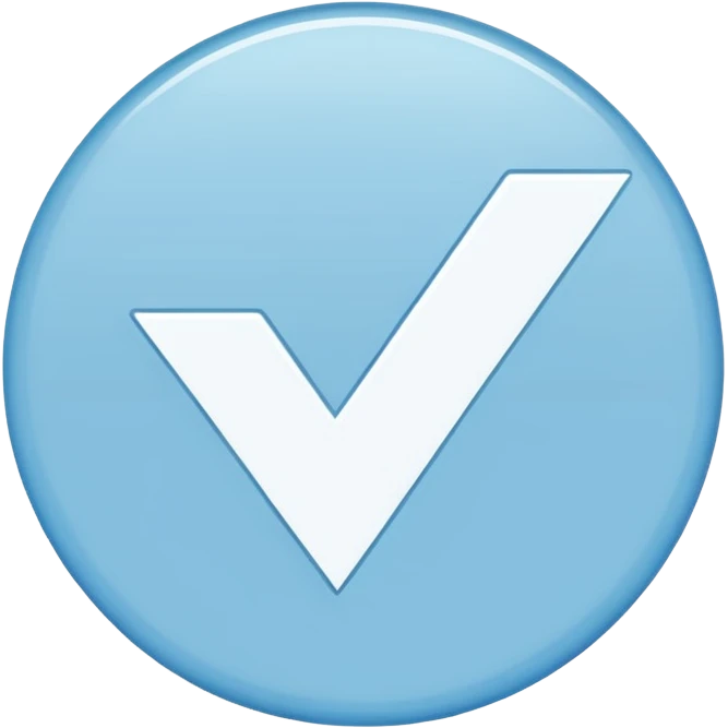 A light blue or brown circle with a white checkmark inside it. emoji