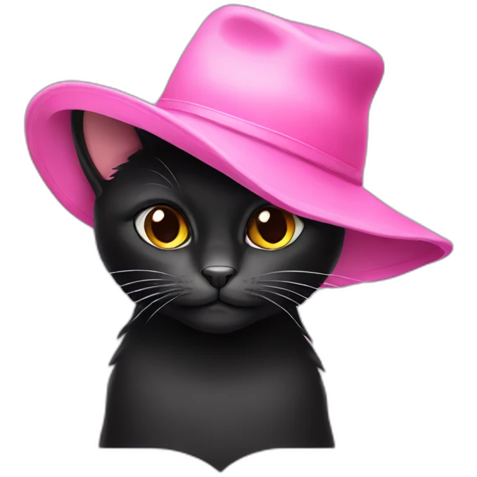 Black cat in a pink hat emoji