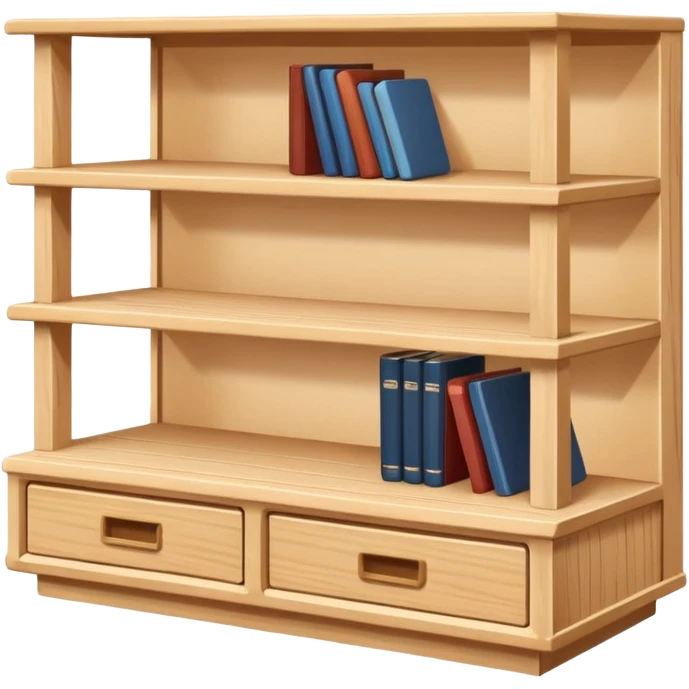 A small light wooden table bookshelf storage emoji