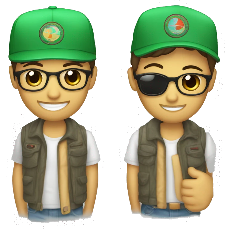 Un emoji chivi que tenga una gorra que le cubra toda la cara que la gorra sea verde muy clarísima Y que tenga un pañuelo abajo que tenga una Mancha roja Y que por todo tenga negro emoji
