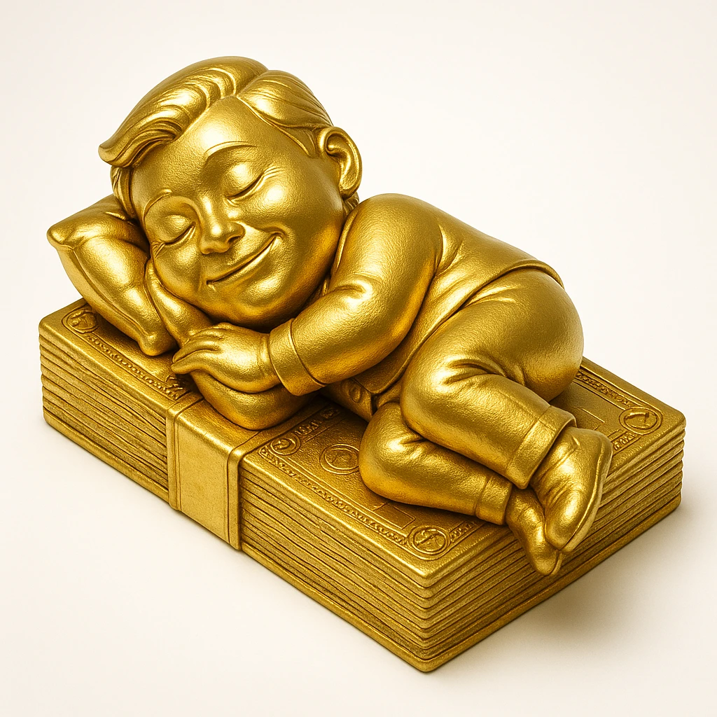 happy person napping on mattress of money emoji