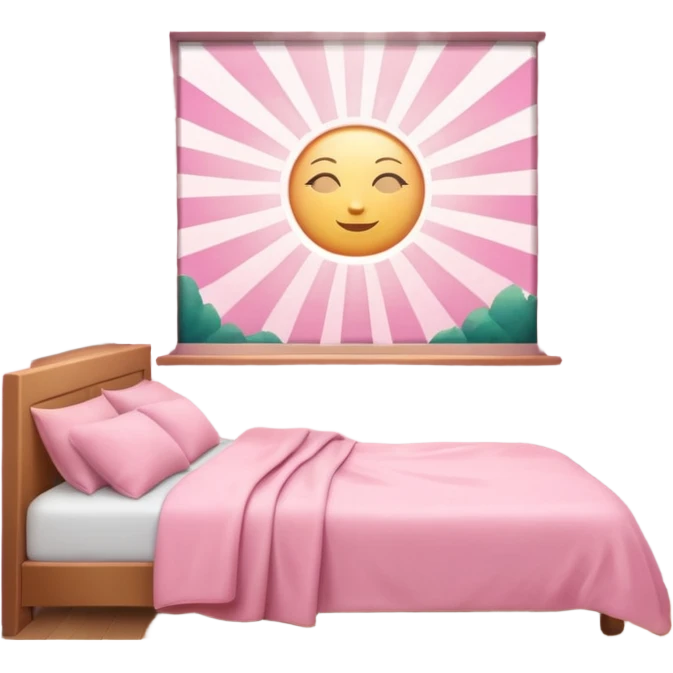 Aesthetic sun rays from window in pink bedroom emoji