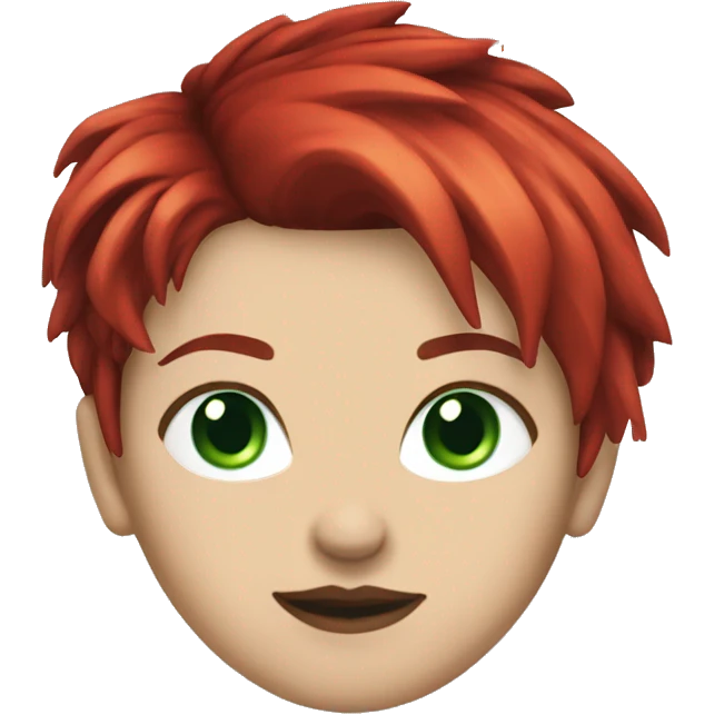 Female punk,red short hair green blue eyes emoji