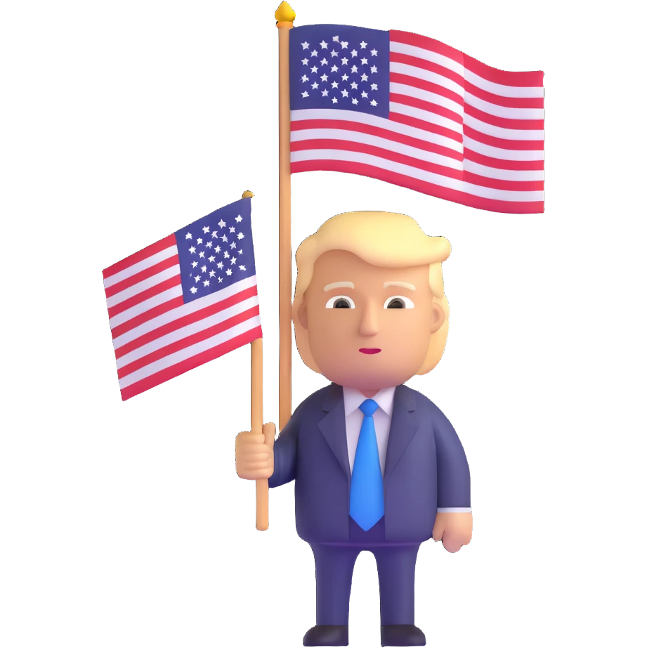 Donald Trump holding USA flag emoji